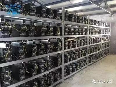 A bustling mining farm filled with rows of powerful rigs, showcasing the scale and efficiency of hosted operations