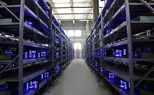 A high-tech mining farm showcasing multiple mining rigs